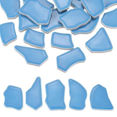 Imagem de PATIKIL Azulejos de cerâmica irregulares de 500 g/0,5 kg, mosaico de 2 a 4 cm, peças de porcelana quebradas a granel para artesanato faça você mesmo, vasos de decoração de casa, azul