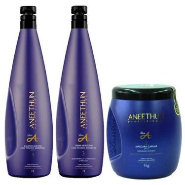 Imagem de kit Aneethun Shampoo, Creme de Silicone e Máscara Linha A 1 Litro