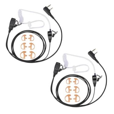 Imagem de AIRSN Fone de ouvido FBI de 2 pinos para walkie talkie com som claro PTT MIC&tubo acústico macio e confortável para rádio bidirecional UV-5R BF-F8HP BF-888S, Kenwood TK3230 (pacote com 2)