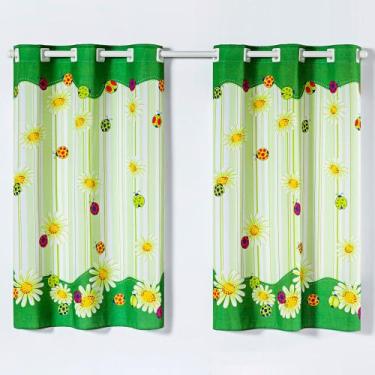 Imagem de Cortina Gourmet Varão Cozinha Tecido Oxford 2,00m X 1,30m - Joaninhas 