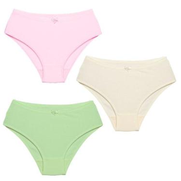 Imagem de 3 Calcinhas Luminate 22151 Cotton Rosa Marfim Verde, P
