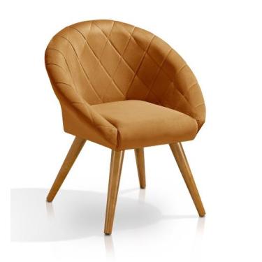 Imagem de Poltrona Pufes Lais Decorativa Pes Retro de Madeira - Sonho da Mamae, 