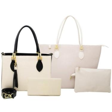 Imagem de Kit 4 Bolsas Anjik, bolsas Elegantes, Kit completo Bolsa Anjik Média+Carteira+Sacola Anjik+Necessaire ! (Marfim Preto,único)