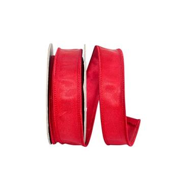 Imagem de Reliant Ribbon Fita de cetim iridescente com borda com fio, vermelha