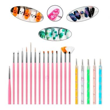 Imagem de Kit Manicure 15 Pincéis + 10 Boleadores Em 5 Pincéis Oferta