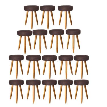 Imagem de Kit 17 Banqueta Alta Julia 50Cm Bar Cozinha Bistrô Pé Palito Castanho Suede Marrom