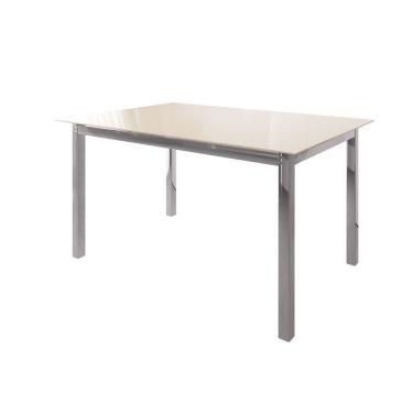 Imagem de Mesa De Jantar 120X80Cm Tampo Vidro Dubai Cromado/Off White