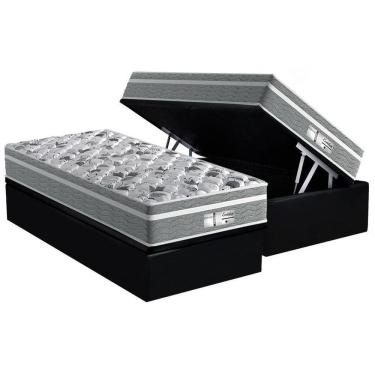 Imagem de Cama Box Baú Solteiro: Colchão Molas Ensacadas Probel Prodormir Evolution + Base Crc Suede Black
