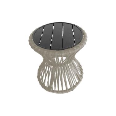 Imagem de Mesa De Centro Sol Em Corda Náutica E Base Em Alumínio Preta 70cm Areia - Cor: Bege