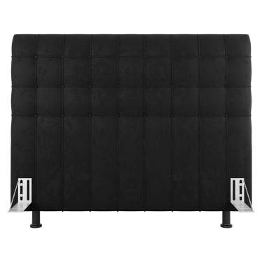 Imagem de Cabeceira Cama Box Casal King Size Dahlia 195Cm Com Frame Sintético Preto - Abmaza