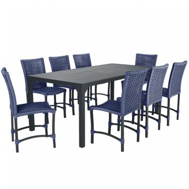 Imagem de 8 Cadeiras Corda Náutica E Mesa Tampo Ripado Retangular 2,00 Azul