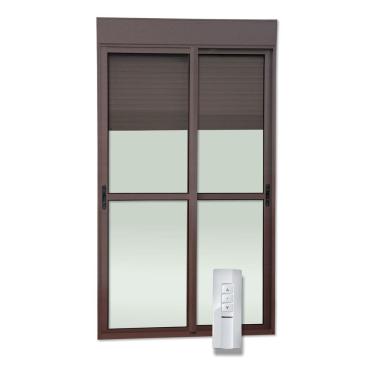Imagem de Porta De Correr Com Persiana Integrada Correr Com Motor E Controle Remoto 2 Folhas Móveis 230 X 180 Corten