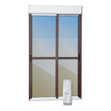 Imagem de Porta De Correr Com Persiana Integrada Correr Com Motor E Controle Remoto 2 Folhas Móveis 230 X 150 Mix Corten