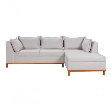 Imagem de Sofá Malta Chaise Living 4 Lugares Império Pés Madeira Linho 199