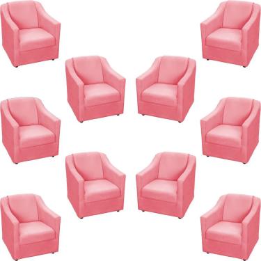 Imagem de Kit 10 Poltronas Decorativa Mila Pé De Plástico Cromado - Rosê Suede