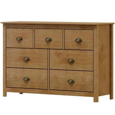 Imagem de Comoda 7 Gavetas Madeira Maciça 125 Cm 9174 Freijo Milani Store