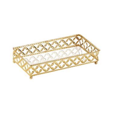 Imagem de Bandeja Espelhada Retangular Em Metal Mart 24x12cm