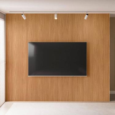 Imagem de Painel para TV Até 90 Polegadas Arconte Ripado 100% Mdf Natural Fosco 810010 - Pnr Móveis