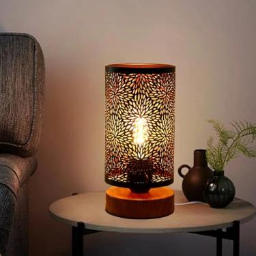 Imagem de Tingsize Luminária De Mesa Industrial Pequena Com Regulagem Intensidade, Para Cabeceira, Abajur Gaiola Metal Preto Rústico, Quarto, Sala Estar Infantil, Lâmpada Led 2700K Incluída