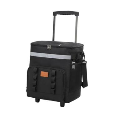 Imagem de Aymzbd Saco mais refrigerado Carrinho de resfriador isolado 35 L Recipiente de alimentos para reuniões de gelo para reuniões de família Praia, Preto
