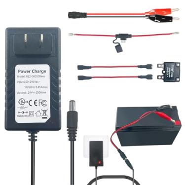 Imagem de POLYNX Carregador De Bateria 24 Volts Para Carrinho Brinquedo, Rodas Elétricas Universais V, Acessórios Adequados Jipe, Trator, Motocicleta, Quadriciclo, Presilha Jacaré Grátis, 2 Fusíveis