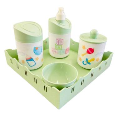 Imagem de Kit Higiene Baby Menino e Menino c/bandeja em MDF - Dóia Kids, Quadrad