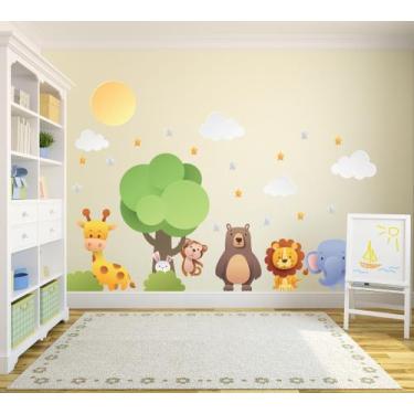 Imagem de Adesivo de Parede Árvore Animais Zoo Infantil 140x210cm - Quartinhos
