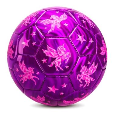 Imagem de EVERICH TOY Bola De Futebol Infantil Tamanho 4 - Unicórnio Roxo Brilhante Com Bomba Para Brincar Em Ambientes Internos E Externos, Ótimos Presentes Crianças, Meninas Meninos 8, 9, 10, 11 12 Anos