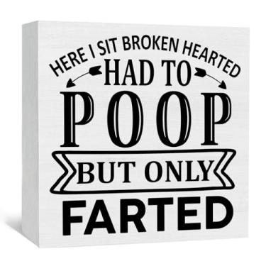 Imagem de Nitelat Placas Engraçadas De Caixa Madeira Para Banheiro, Aqui Estou Eu, Com O Coração Partido, Tive Que Fazer Cocô, Mas Só Peidei, Placa Decoração Casa, Banheiro Humor Fazenda Mesa