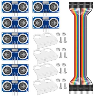 Imagem de YELUFT Módulo De Sensor Ultrassônico Hc-Sr04 8 Peças 3-5 V Com 4 Suportes Montagem Distância + 2 20 Cm 10P Macho Para Fêmea Dupont Arduino R3 Mega2560 Duemilanove Nano Robot Xbee Zigbee