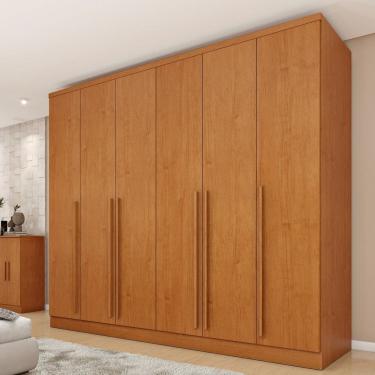 Imagem de Guarda-Roupa Casal 6 Portas 8 Gavetas Puxador MDF 270cm Portugal Espresso Móveis Cinamomo