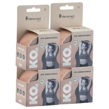 Imagem de Bandagem Elástica Adesiva Kinesiológica Bege Dellamed 4und
