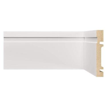 Imagem de Kit Rodapé de MDF 3 Barras Frisadas de 10cm x 2,40m Rende 7,2 Metros Moldufama Branco