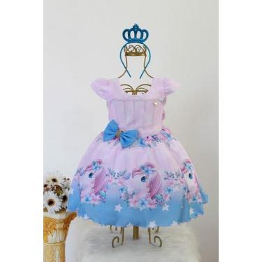 Imagem de Vestido Infantil Festa Temática Unicórnio e Coroa - Pingo De Gente Bab