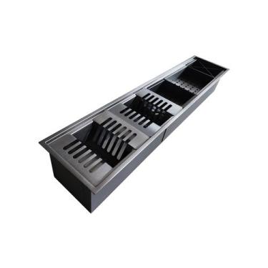 Imagem de Calha Úmida Gourmet Escorredor de Cozinha 86x19 Aço Inox Preta - RENO