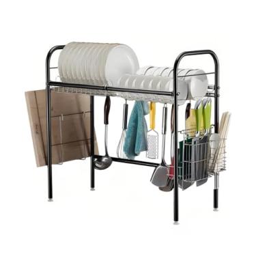 Imagem de Escorredor De Louça Suspenso Bancada Autossustentável 58cm/63cm Cozinha Suspensa Aço Inoxidável E Escorredor De Pratos(PRETO,58CM)