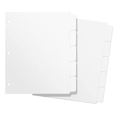 Imagem de Homakover 3 Divisores de Fichário com 5 Abas, Escrever e Apagar Divisores de Fichário de Plástico Duráveis 3 Furos Divisores Tamanho Carta 1/5 Cortados Grandes Abas Divisores, 2 Conjuntos, 10 Divisore