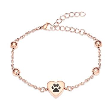 Imagem de shajwo Pulseira de urna para cinzas para mulheres homens cão gato impressão pata animal de estimação cremação jóias ajustável memorial lembrança link pulseira, Medium, Aço inoxidável, Sem pedras