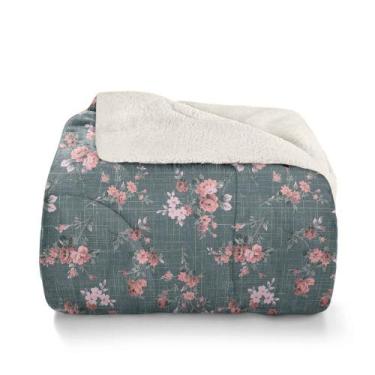 Imagem de Edredom Casal Plush Sherpa Coberdrom D Face Estampado Roses - Hedrons