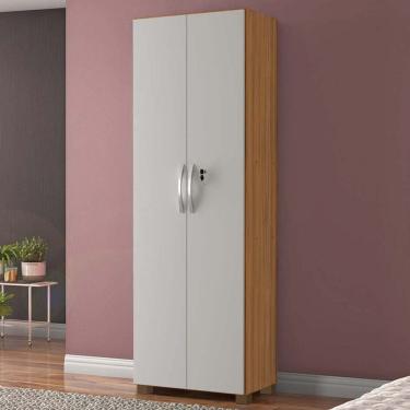 Imagem de Armário Multiuso 2 Portas 4 Prateleiras Leini Freijó Trend/Off White - Pnr Móveis