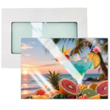 Imagem de CALCA US Stock Tábua de corte de sublimação 12 peças em branco 38 cm x 28 cm tábua de corte de vidro temperado antiderrapante com revestimento branco brilhante (superfície lisa)