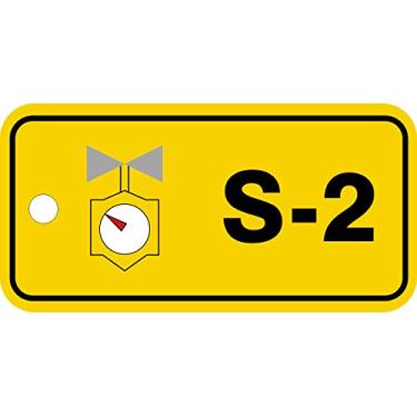 Imagem de Accuform TDJ302VPE Etiqueta padrão de fonte de energia de plástico "S-2 Steam", 3,5 cm L x 7,6 cm C, preto/cinza/vermelho/branco em amarelo