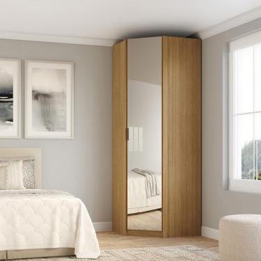 Imagem de Guarda Roupa Modular 1 Porta Espelho Canto 45º Altezza Belmax, Freijó