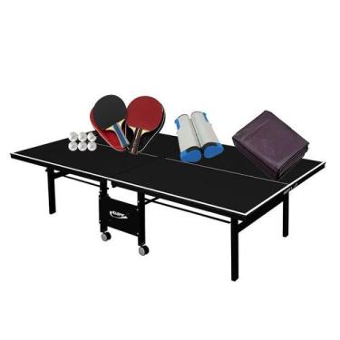 Imagem de MESA PING PONG 1084 PRETA KLOPF + Kit Completo c/ Estojo + Rede Retrát