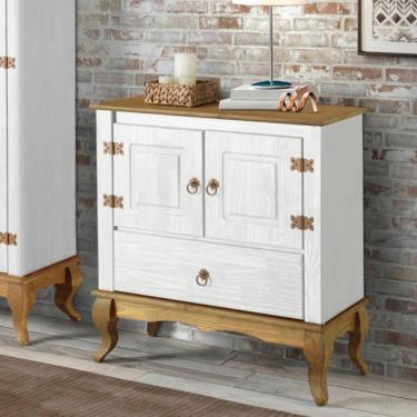 Imagem de Aparador 2 Portas Madeira Maciça Rústico Branco Garapa 4002 Shop Jm