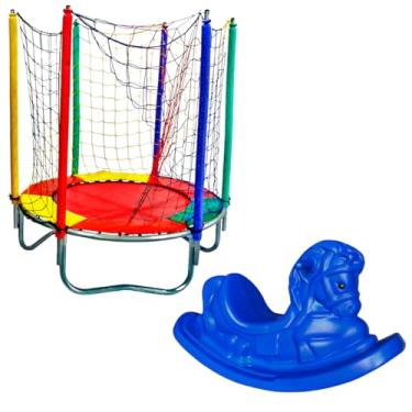 Imagem de Pula Pula Cama Elástica 1,40m com Proteção + Gangorra Infantil 1 Lugar