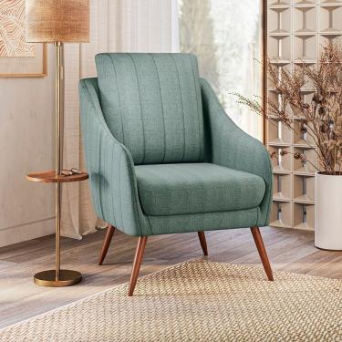 Imagem de Poltrona Decorativa Estofada Com Pés Palito Monserrat Espresso Móveis Verde Claro