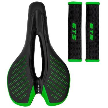 Imagem de Selim GTS MTB com luz de led e Manopla de brinde, Preto, Verde
