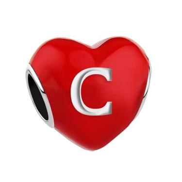 Imagem de JMQJewelry C Charms Iniciais Letras Alfabetos Pulseiras Mãe Filho Amor Coração Fit Pulseira Pandora Natal