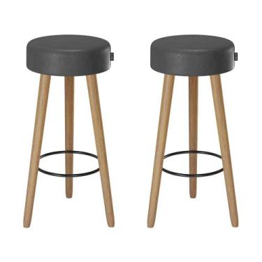 Imagem de Kit 2 Banquetas Altas Londres material sintético Preto - Loja Sheep